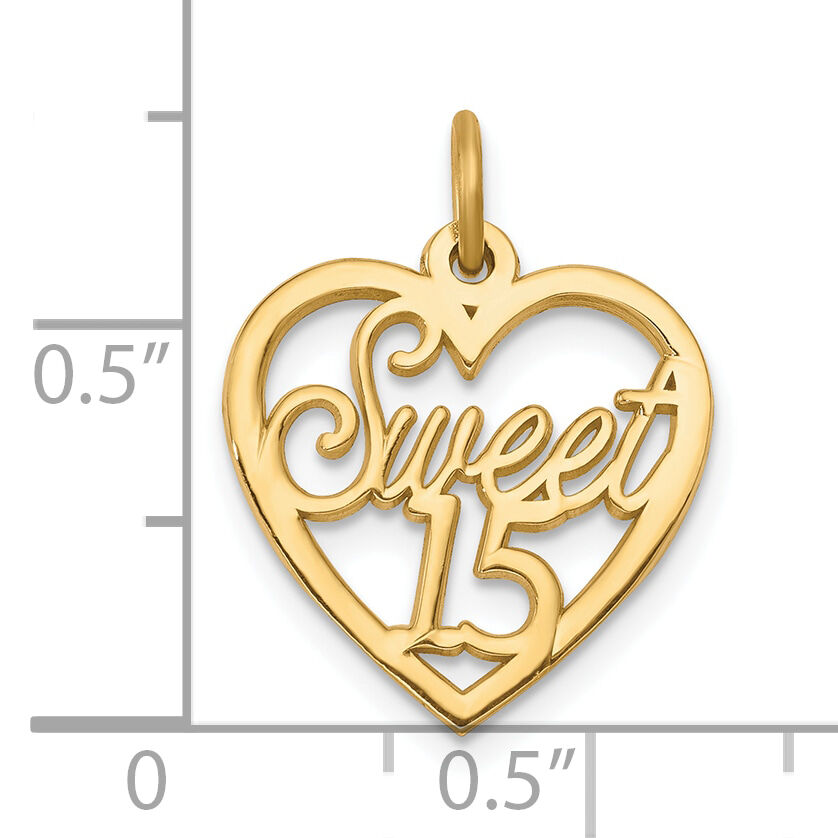 10K SWEET 15 In Heart Charm-10C338