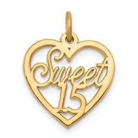 10K SWEET 15 In Heart Charm-10C338
