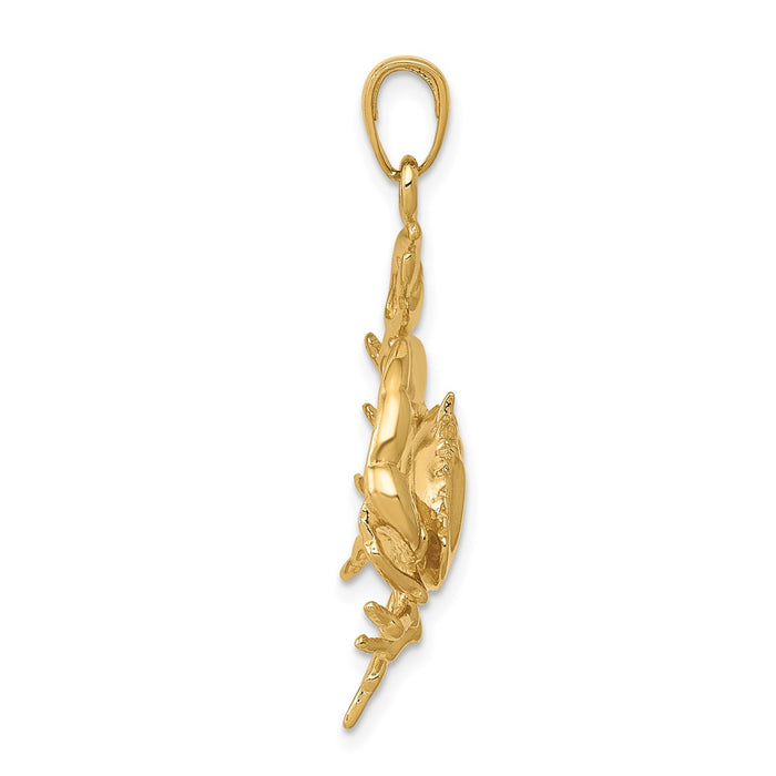 10k Stone Crab with Claw Extended Pendant-10C3412