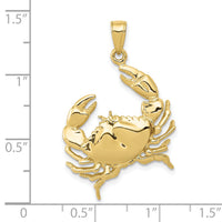 10k Stone Crab with Claw Extended Pendant-10C3412