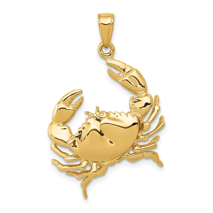 10k Stone Crab with Claw Extended Pendant-10C3412