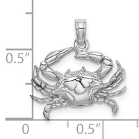 10K White Gold 2-D Blue Crab Charm-10C3413W