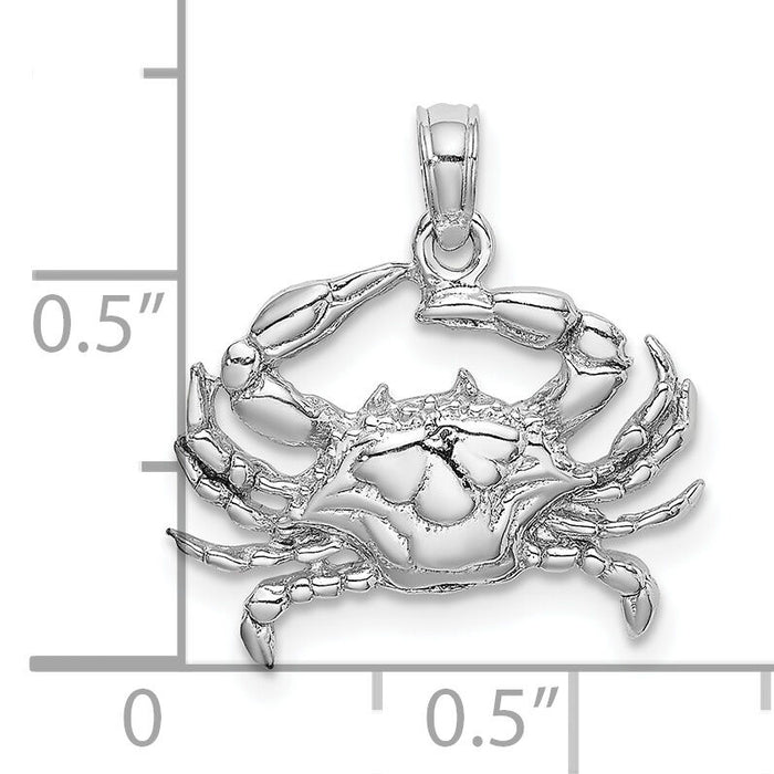 10K White Gold 2-D Blue Crab Charm-10C3413W