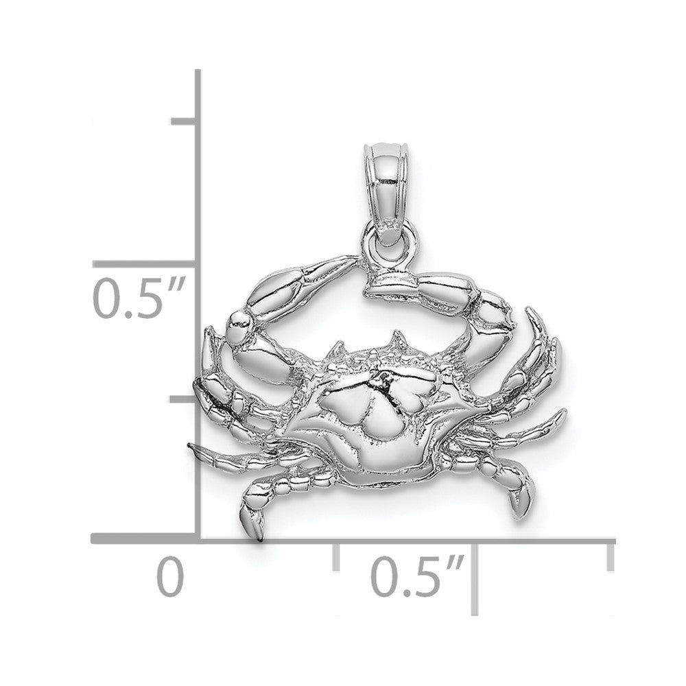 10K White Gold 2-D Blue Crab Charm-10C3413W