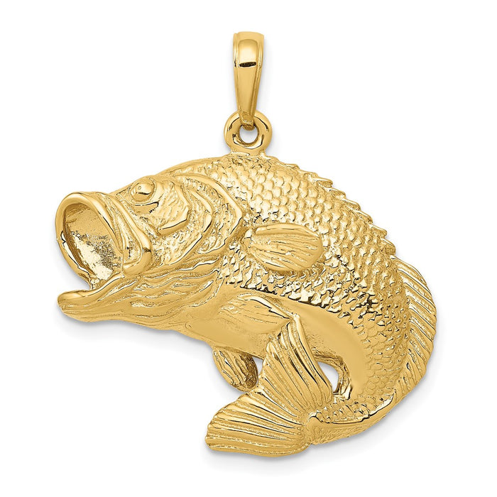 10k Bass Fish Jumping Pendant-10C3417