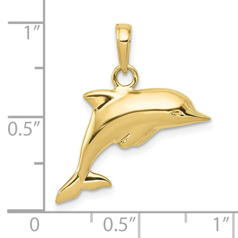 10k 3-D Dolphin Pendant-10C3426