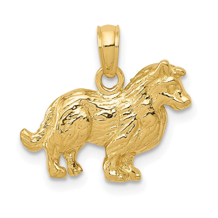 10k Collie Dog Pendant-10C3508