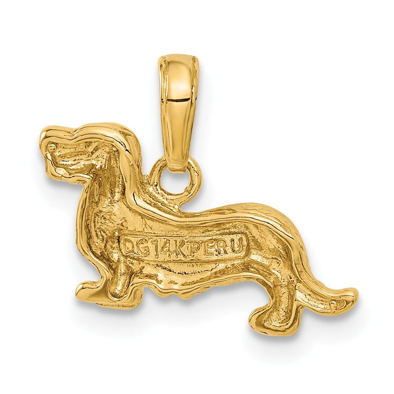 10K Long-Haired Dachshund Dog Pendant-10C3514