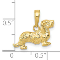 10K Long-Haired Dachshund Dog Pendant-10C3514