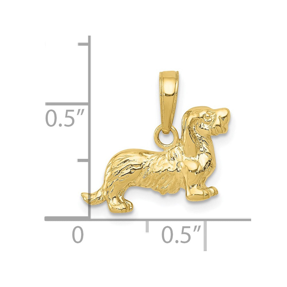 10K Long-Haired Dachshund Dog Pendant-10C3514