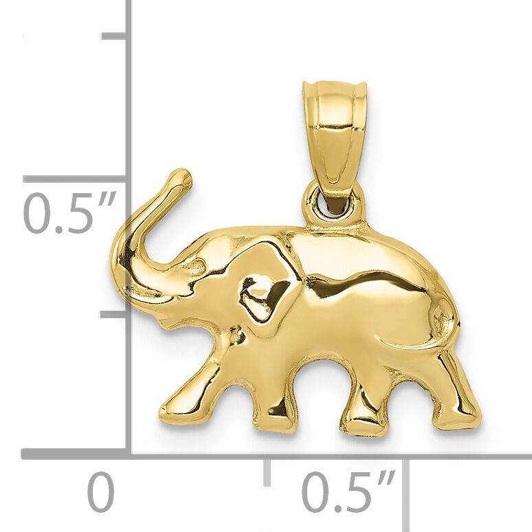 10k 3-D Elephant Pendant-10C3533