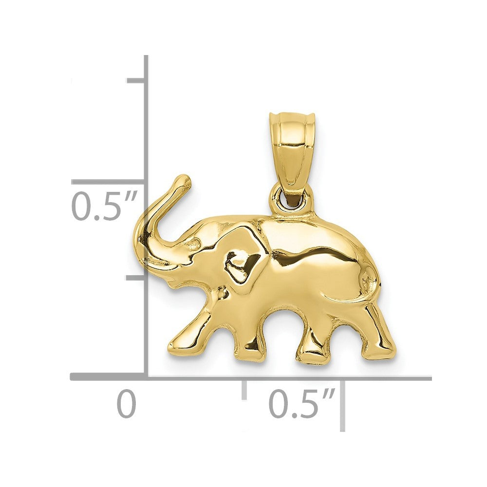 10k 3-D Elephant Pendant-10C3533