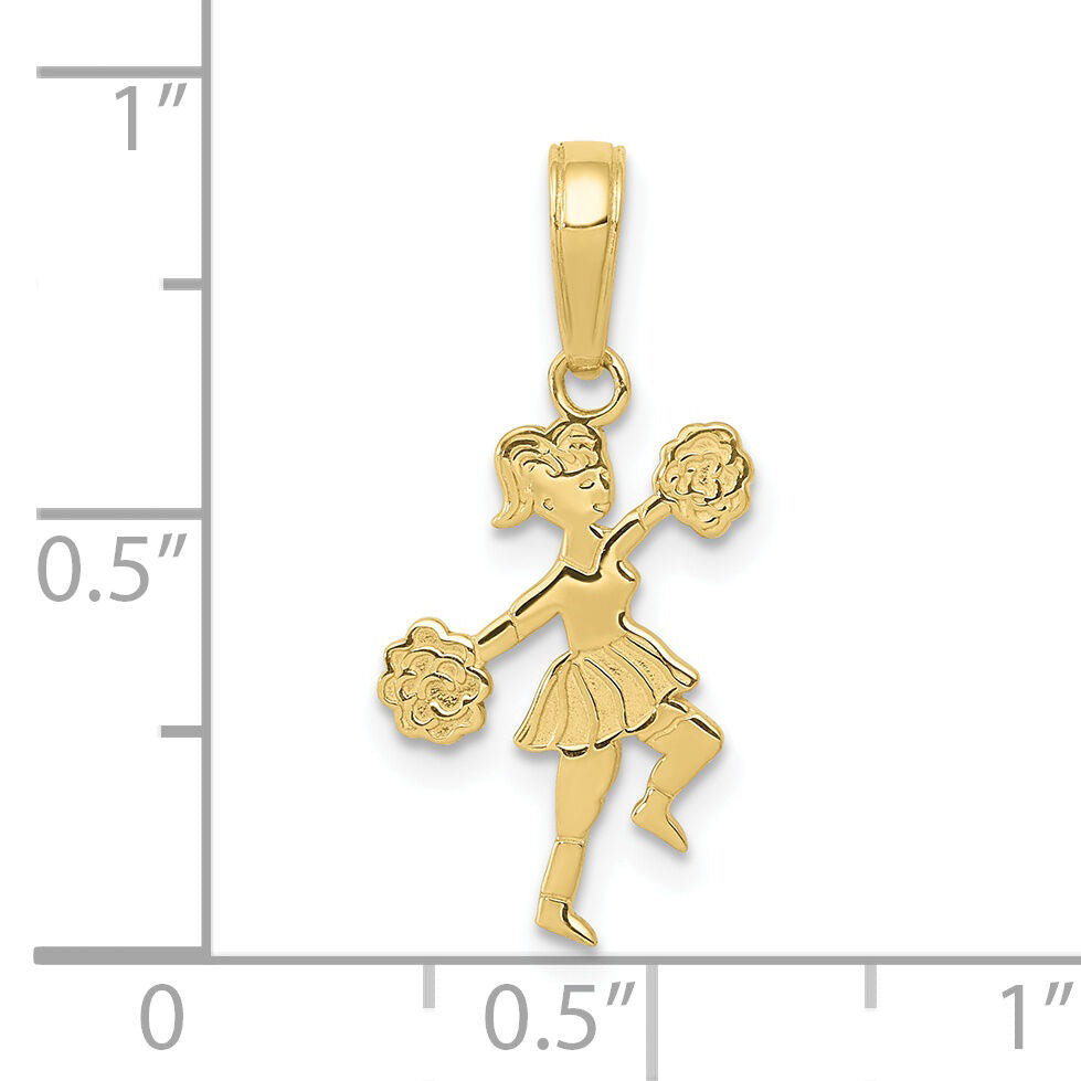 10K Cheerleader with Pom-Poms Pendant-10C3552