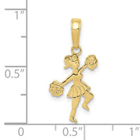 10K Cheerleader with Pom-Poms Pendant-10C3552