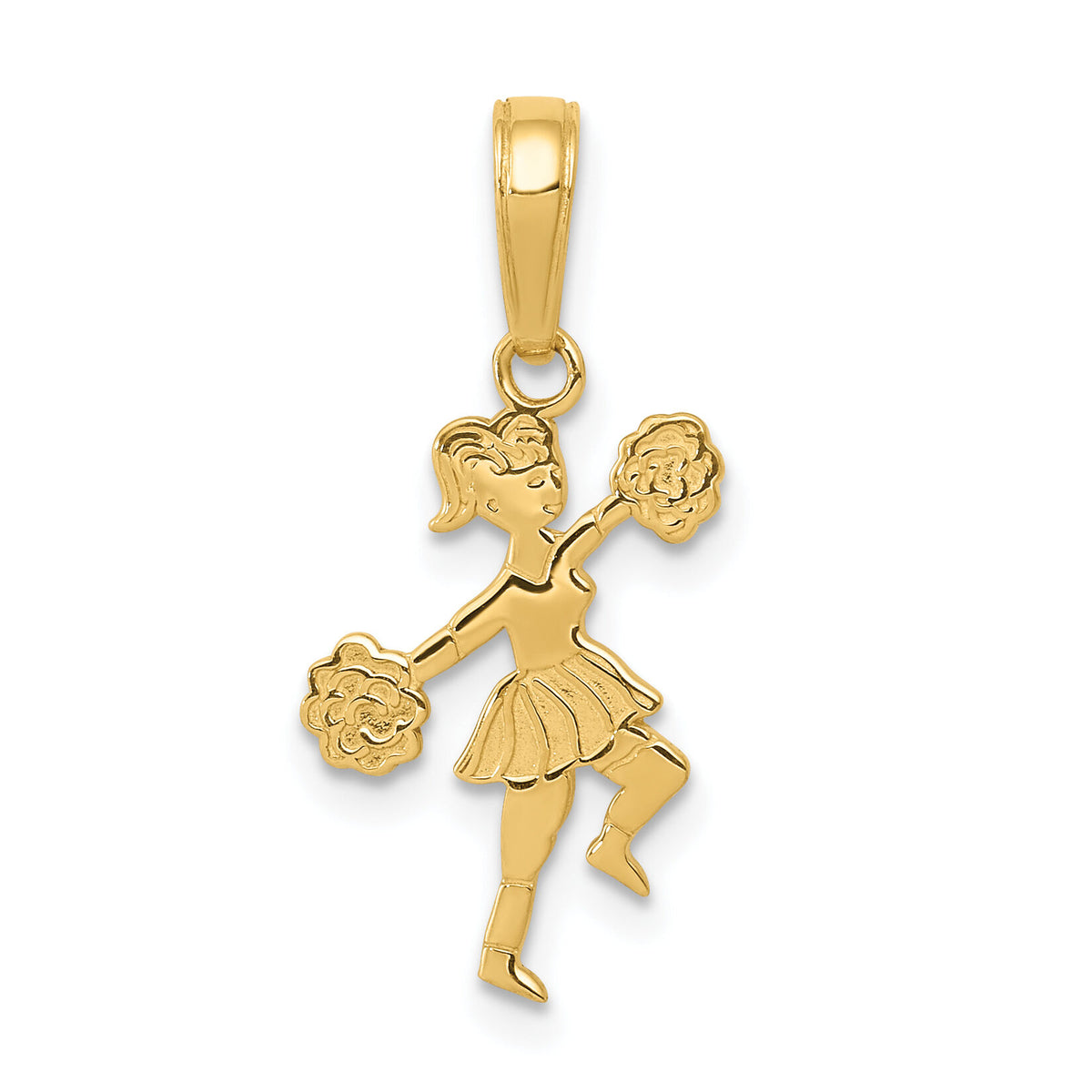 10K Cheerleader with Pom-Poms Pendant-10C3552