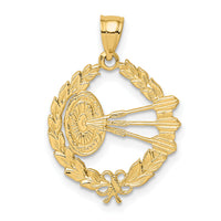 10k Dart Board and Darts in Leaf Design Charm-10C3570
