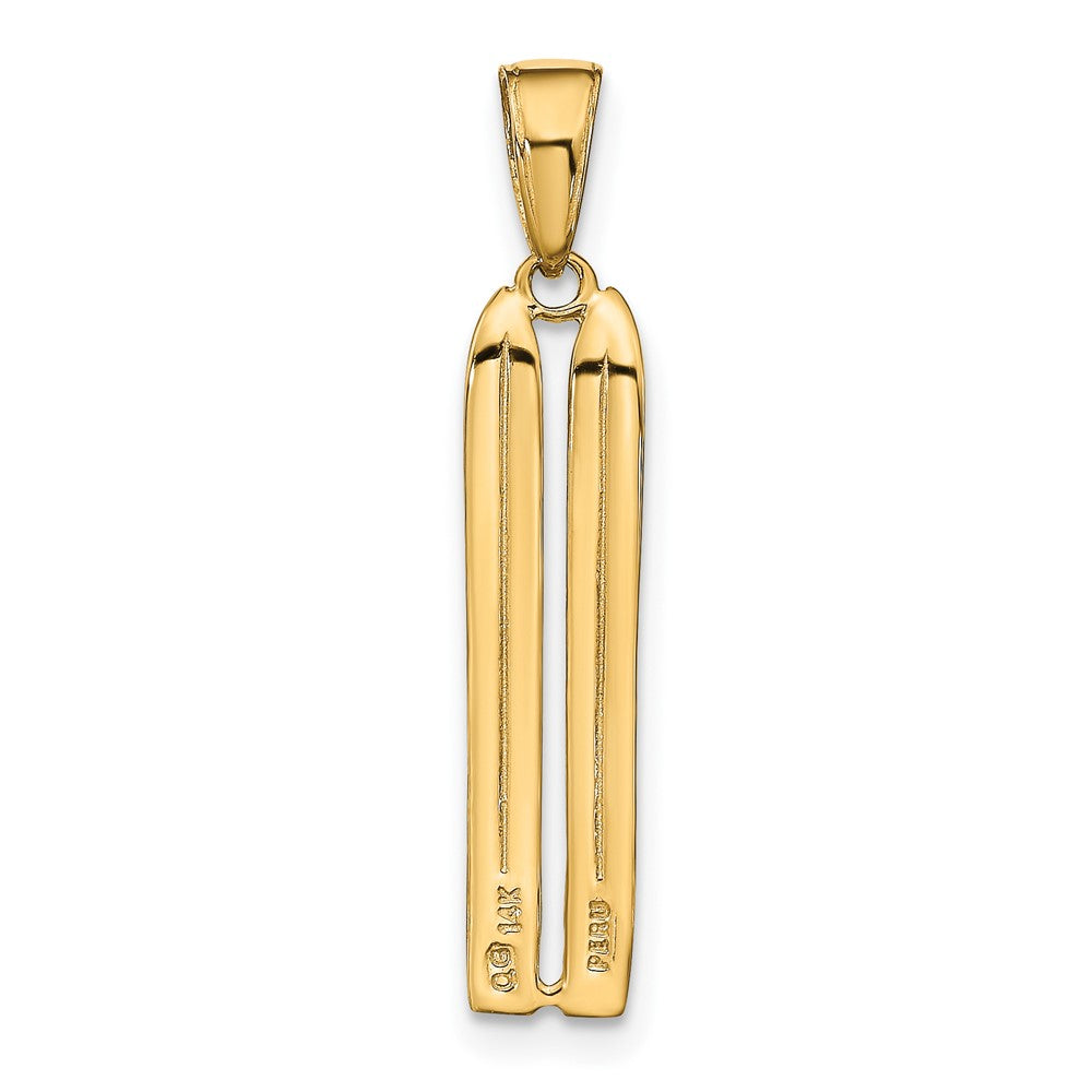 10k 3-D Snow Skis Pendant-10C3576