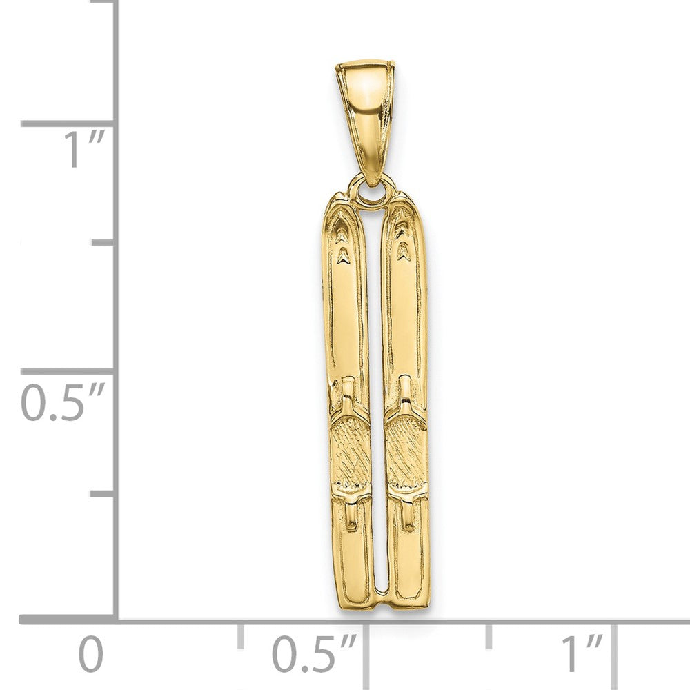 10k 3-D Snow Skis Pendant-10C3576