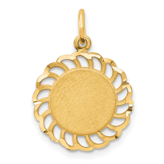 10k Circle with Filigree Edges Charm-10C363