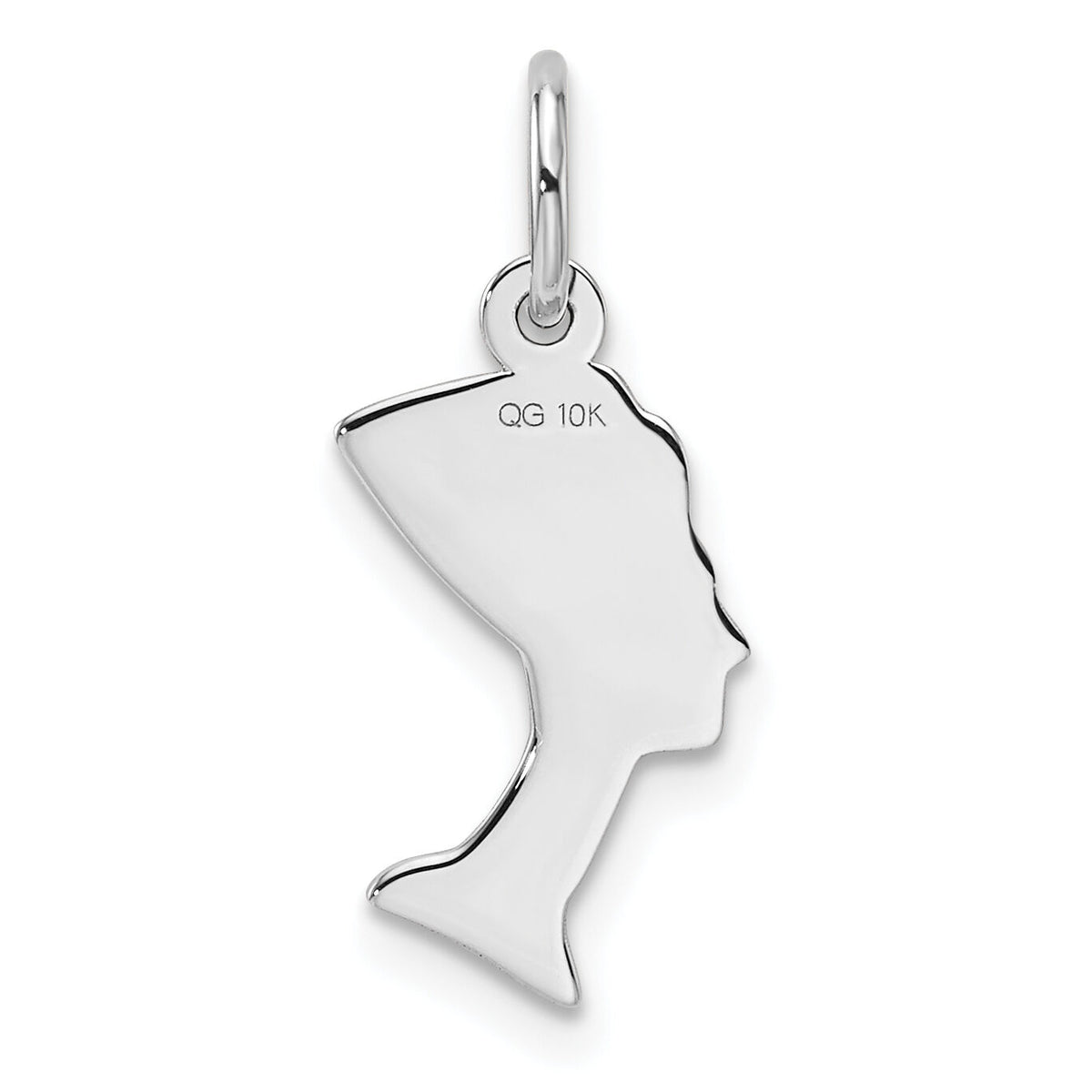 10k White Gold Solid Bust of Nefertiti Charm-10C369W