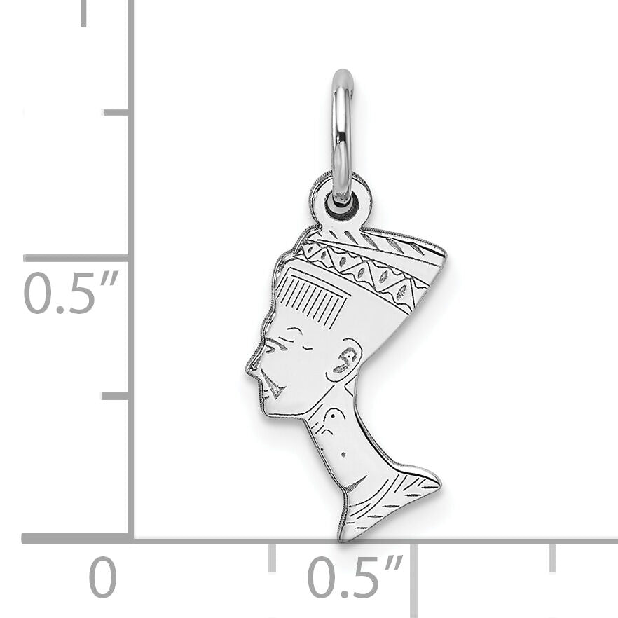 10k White Gold Solid Bust of Nefertiti Charm-10C369W