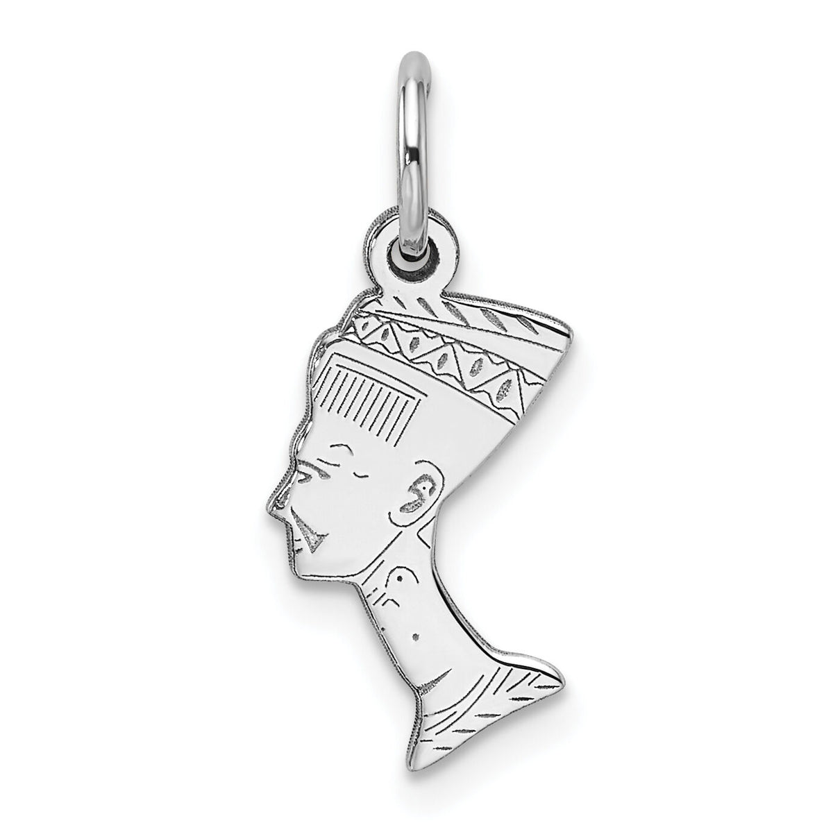 10k White Gold Solid Bust of Nefertiti Charm-10C369W
