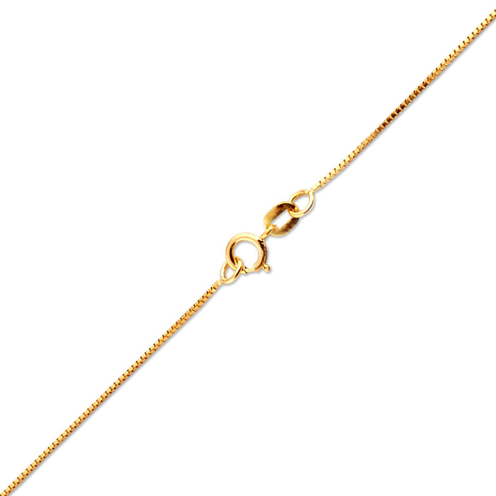 14K YELLOW GOLD BOX 078 GAUGE 22" CHAIN NECKLACE (AVAILABLE IN LENGTHS 7" - 30")