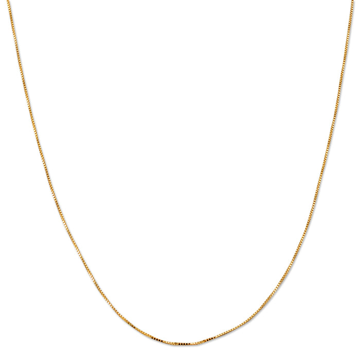 14K YELLOW GOLD BOX 078 GAUGE 22" CHAIN NECKLACE (AVAILABLE IN LENGTHS 7" - 30")