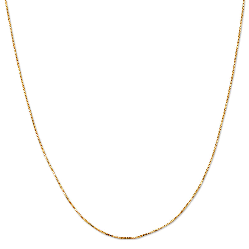 14K YELLOW GOLD BOX 058 GAUGE 24" CHAIN NECKLACE (AVAILABLE IN LENGTHS 7" - 30")