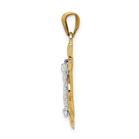 10k Two-tone Diamond-cut Mariner's Cross Pendant-10C3714