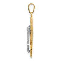 10k Two-tone Diamond-cut Mariner's Cross Pendant-10C3715