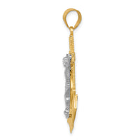 10k Two-tone Diamond-cut Mariner's Cross Pendant-10C3716