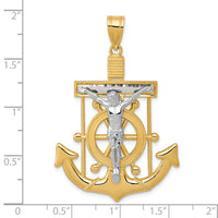 10k Two-tone Diamond-cut Mariner's Cross Pendant-10C3717