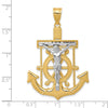 10k Two-tone Diamond-cut Mariner's Cross Pendant-10C3717