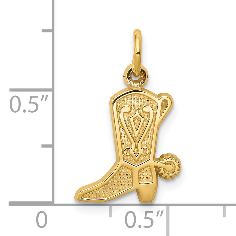 10k Solid Polished Cowboy Boot Charm-10C374