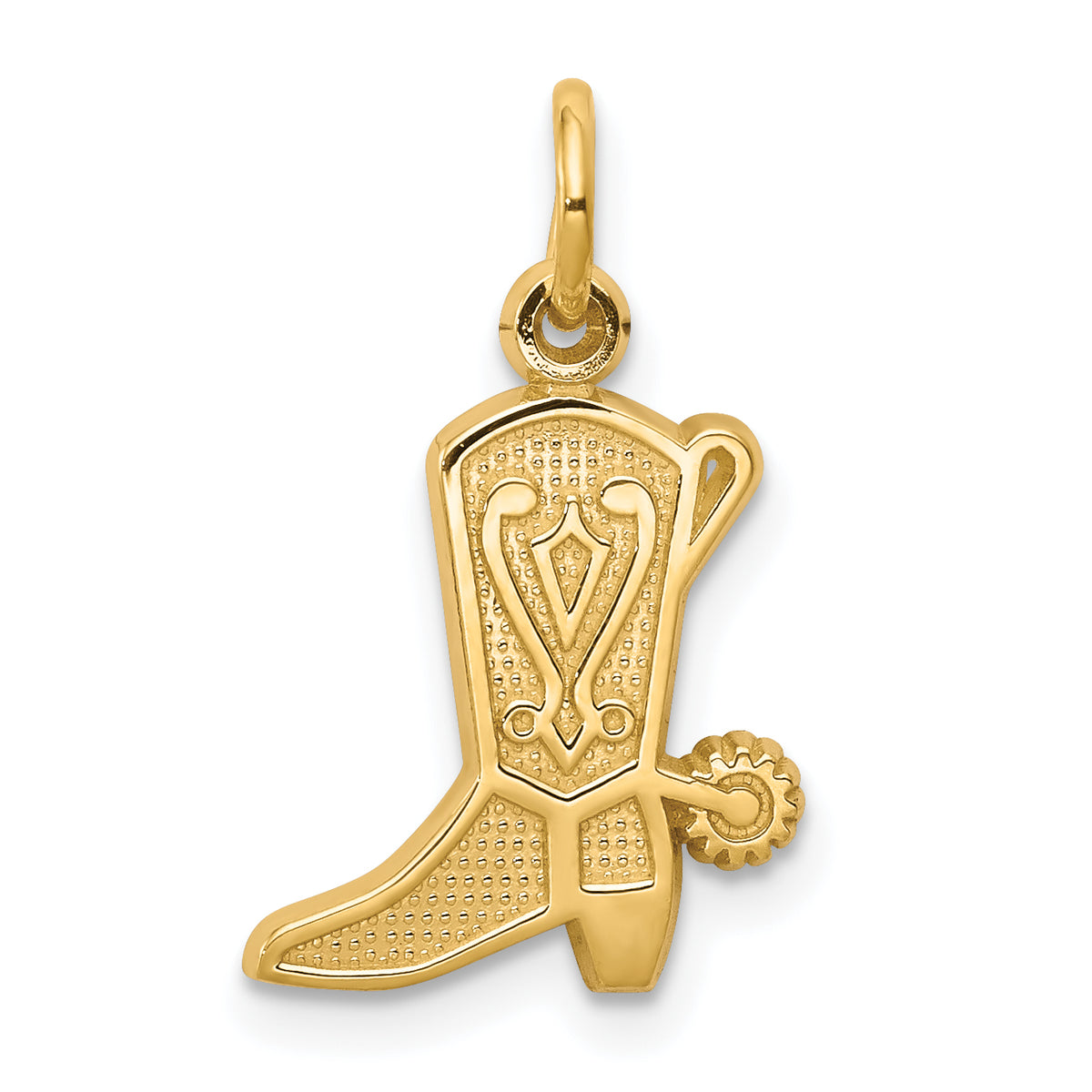 10k Solid Polished Cowboy Boot Charm-10C374
