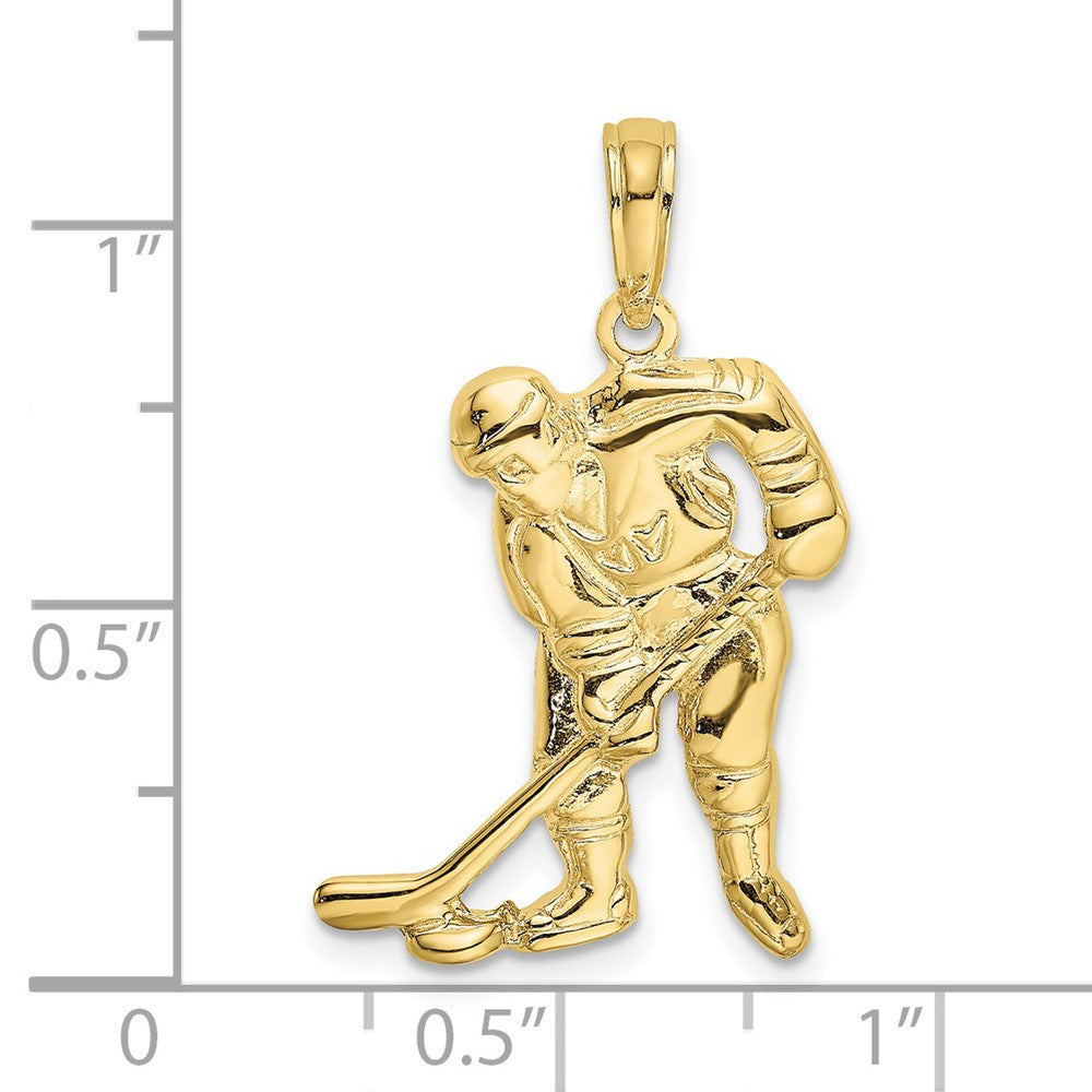 10k Hockey Player with Stick and Puck Charm-10C3754
