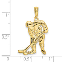 10k Hockey Player with Stick and Puck Charm-10C3754