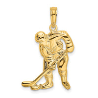 10k Hockey Player with Stick and Puck Charm-10C3754