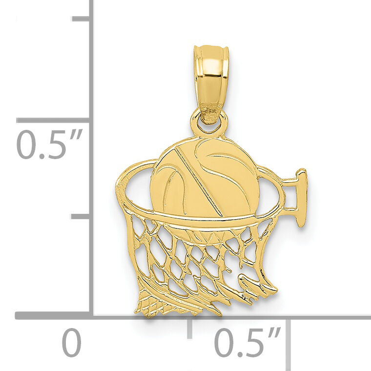10K Basketball in Net Pendant-10C3776