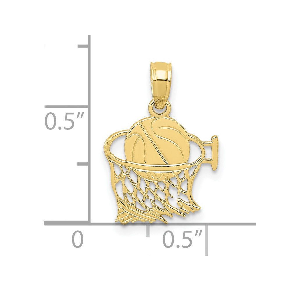 10K Basketball in Net Pendant-10C3776