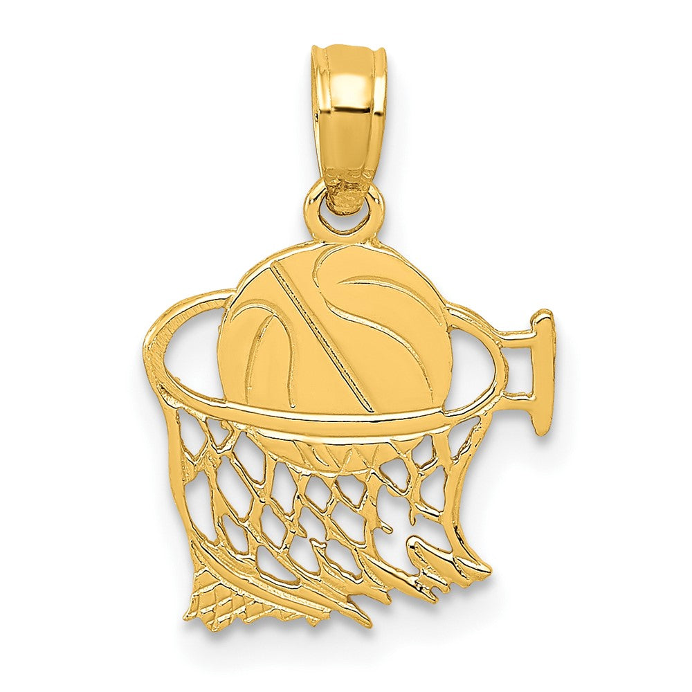 10K Basketball in Net Pendant-10C3776