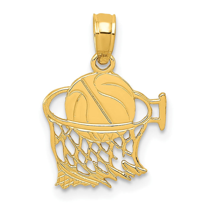 10K Basketball in Net Pendant-10C3776