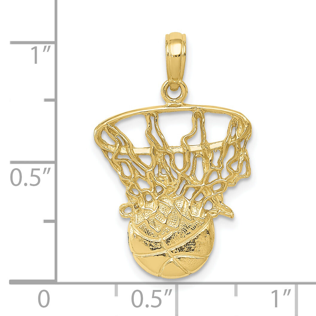 10K Swoosh Basketball and Net Pendant-10C3780