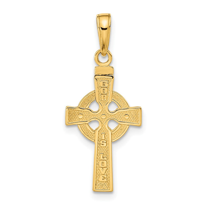 10k Reversible GOD IS LOVE Celtic Cross Pendant-10C3802