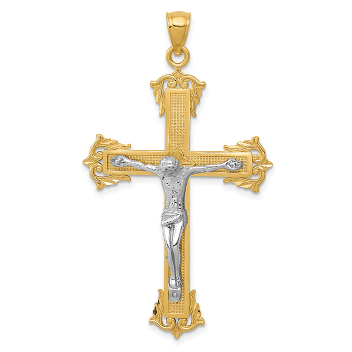 10k Two-tone Crucifix Pendant-10C3922