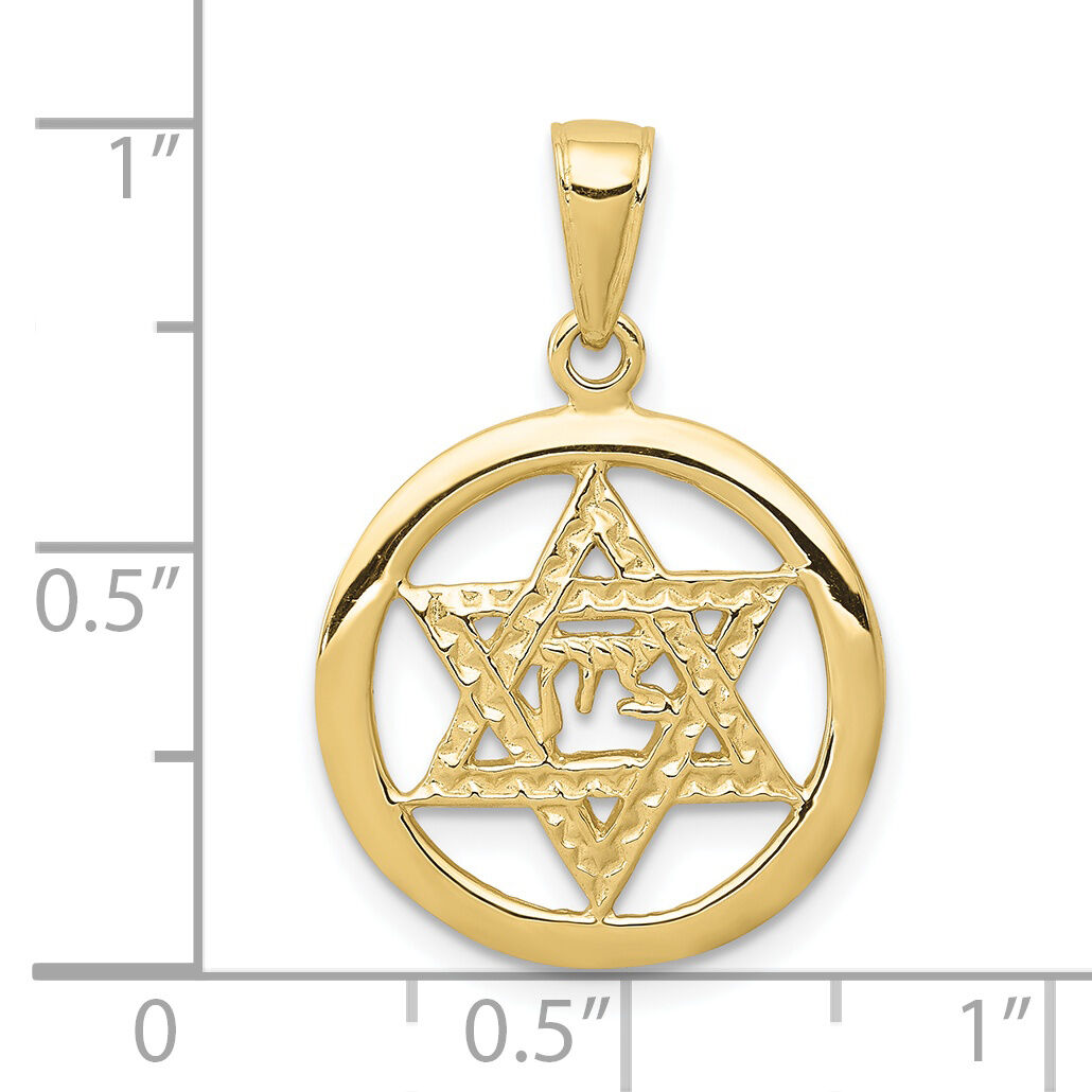 10k Jewish Chi in Star of David Pendant-10C3986