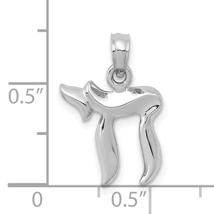 10K White Gold Chai Pendant-10C3990W