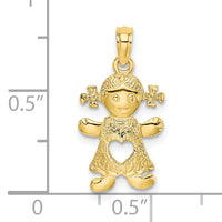 10k Playful Girl w/Cut Out Heart Charm-10C4016