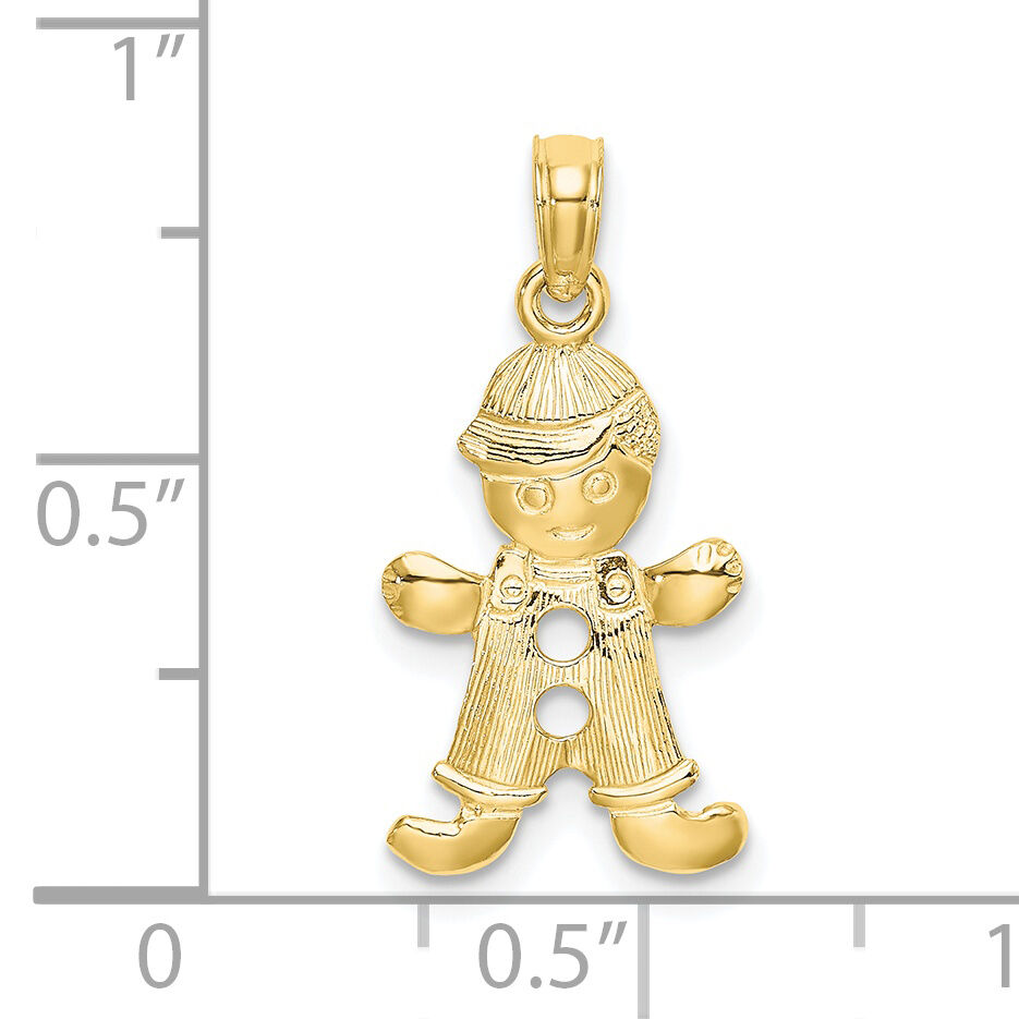 10k Playful Boy w/Cut Out Buttons Charm-10C4017
